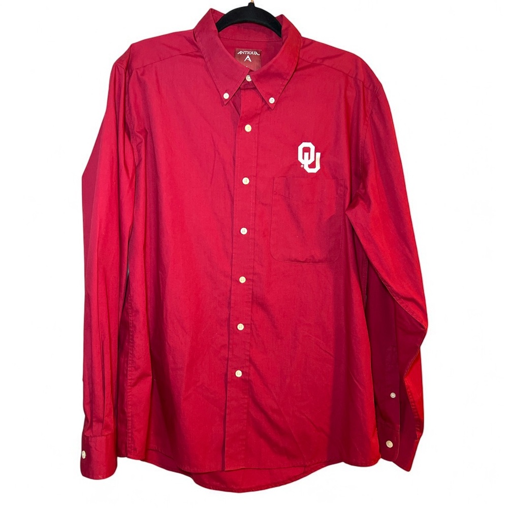 University Of Oklahoma OU Antigua Red Casual Button Down Shirt